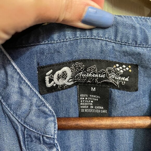 Authentic Brand Womens Blue 100% Tencel Drawstring Waist Roll Tab Dress Medium - Picture 2 of 7